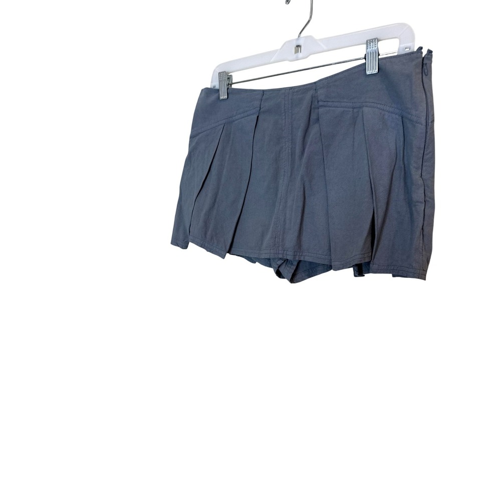 Free People Skort Womens 4 Gray Cotton Pleated Twill Mini Casual Summer